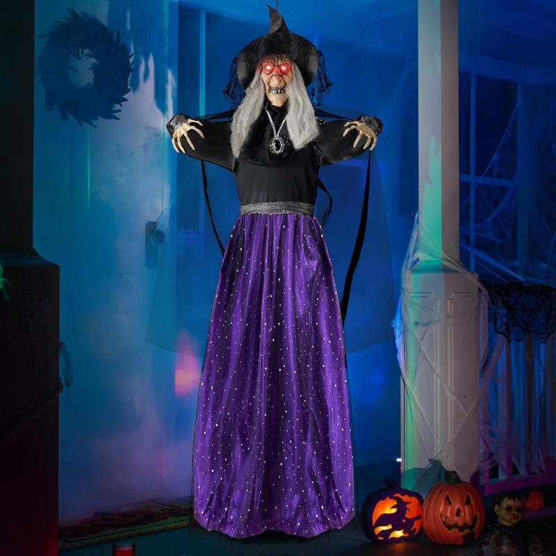 Outdoor Lighting For Front Of House - Decoração de Halloween com Bruxa Animada