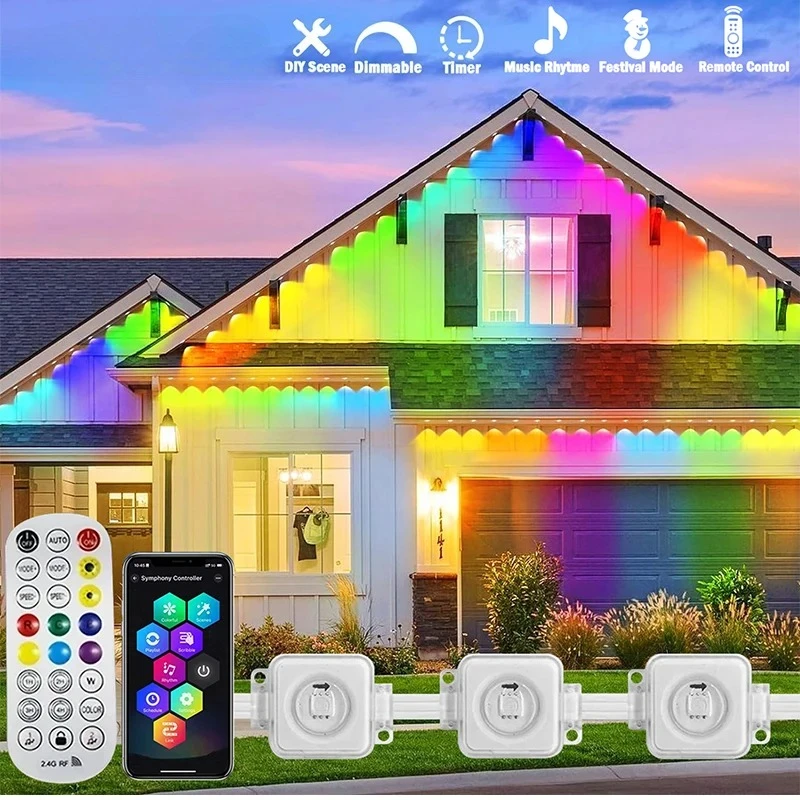Outdoor Lighting For Front Of House - 300ft beirais permanentes led inteligente rgb