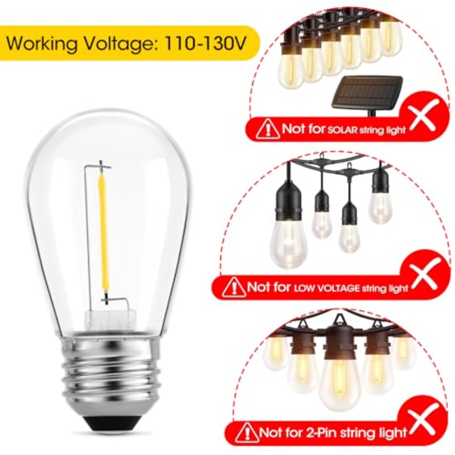 Pacote com 36 Lâmpadas LED S14 - Outdoor Lighting For Patio avaliação e preço