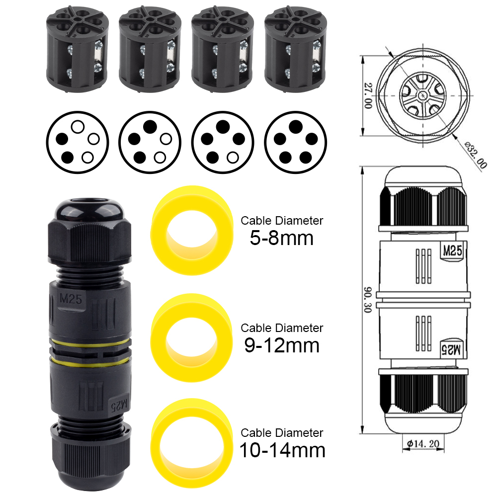 Conector de cabo ip68 m25, cai - Outdoor Lighting Connectors avaliação e preço