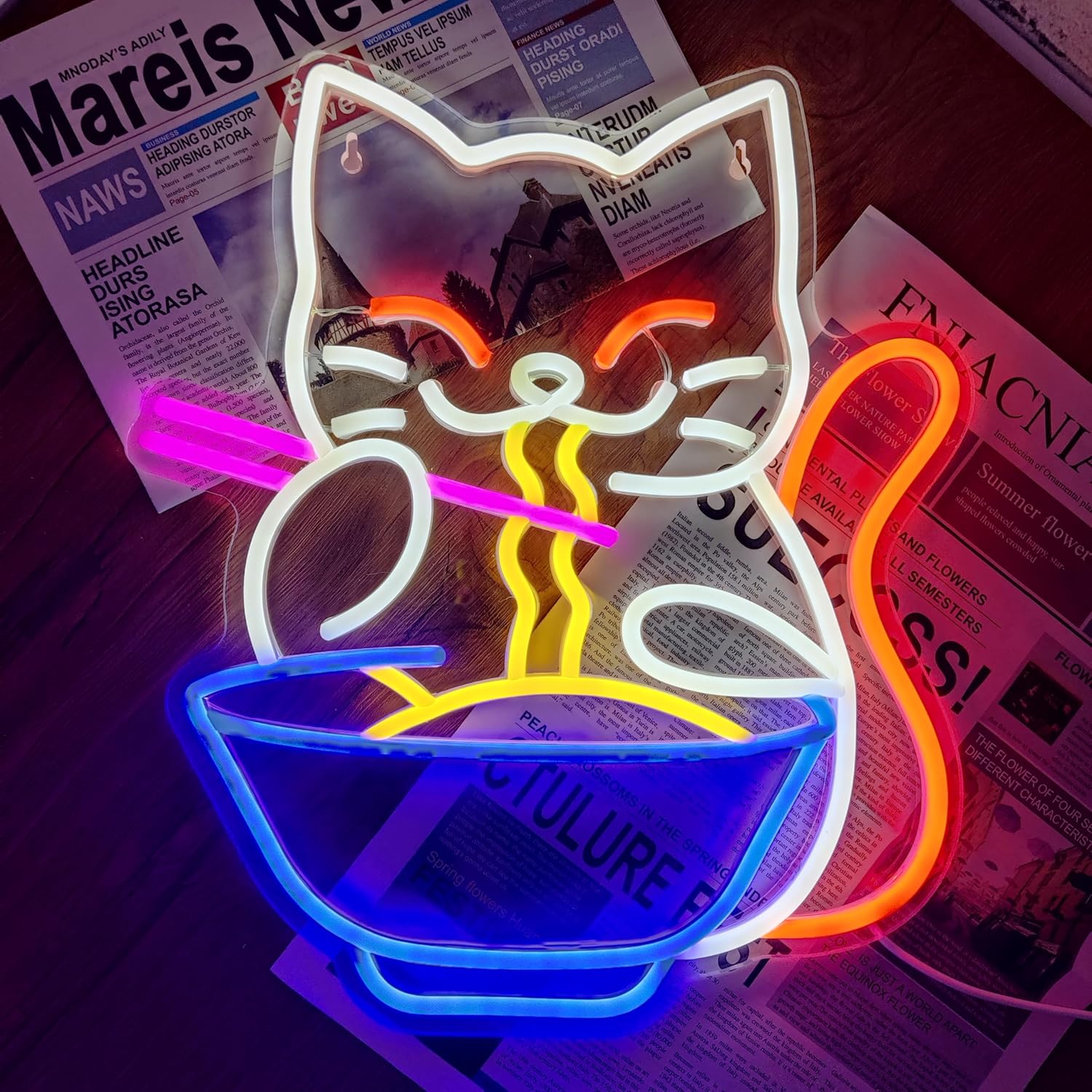 Lucky Cat Noodle LED Neon Ligh - Outdoor Lighting For Store avaliação e preço