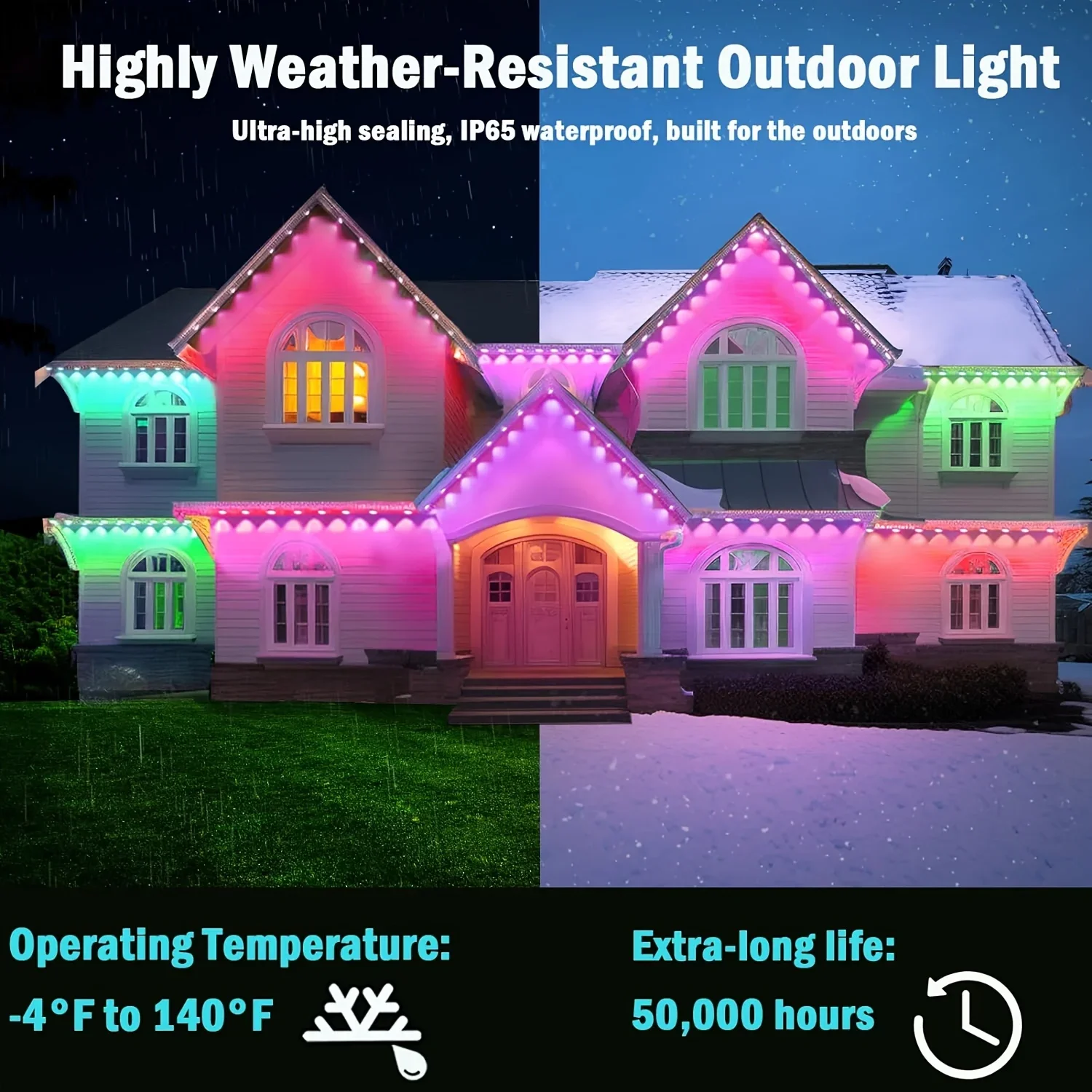 300ft beirais permanentes led  - Outdoor Lighting For Front Of House avaliação e preço
